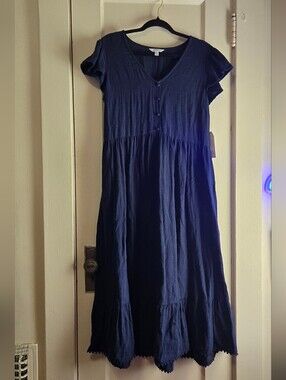 Time And Tru Navy Blue Short-Sleeve Dress